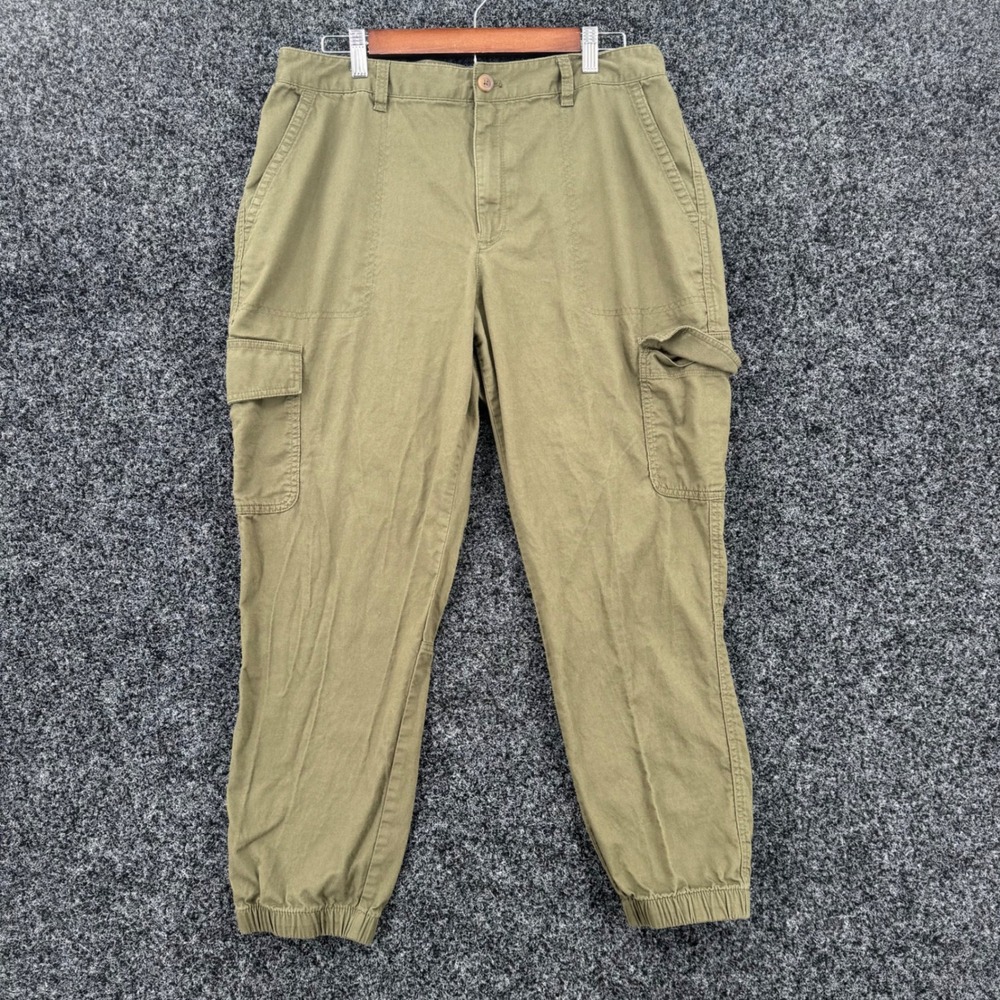 Gap Girlfriend Jogger Pants Womens 16 Olive Green Cargo Utility Cotton Casual
